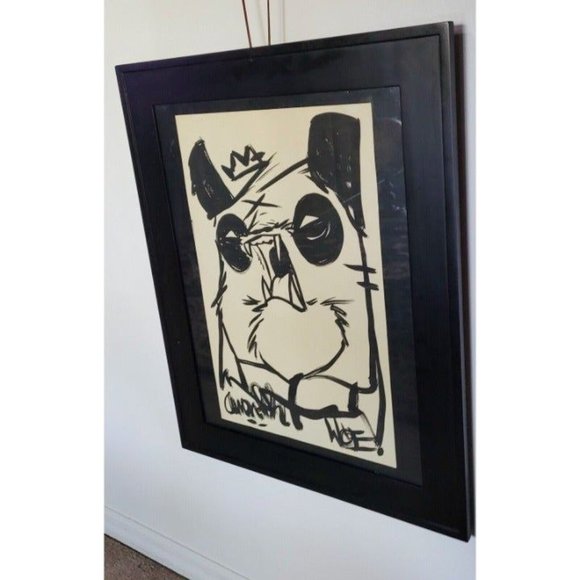 PANDA KING Original Painting & Sketch by Aaron WOES MARTIN a.k.a ANGRY WOEBOTS - Picture 9 of 12